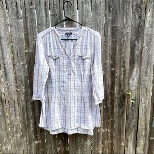 Tommy Hilfiger Plaid Notch Neck Top